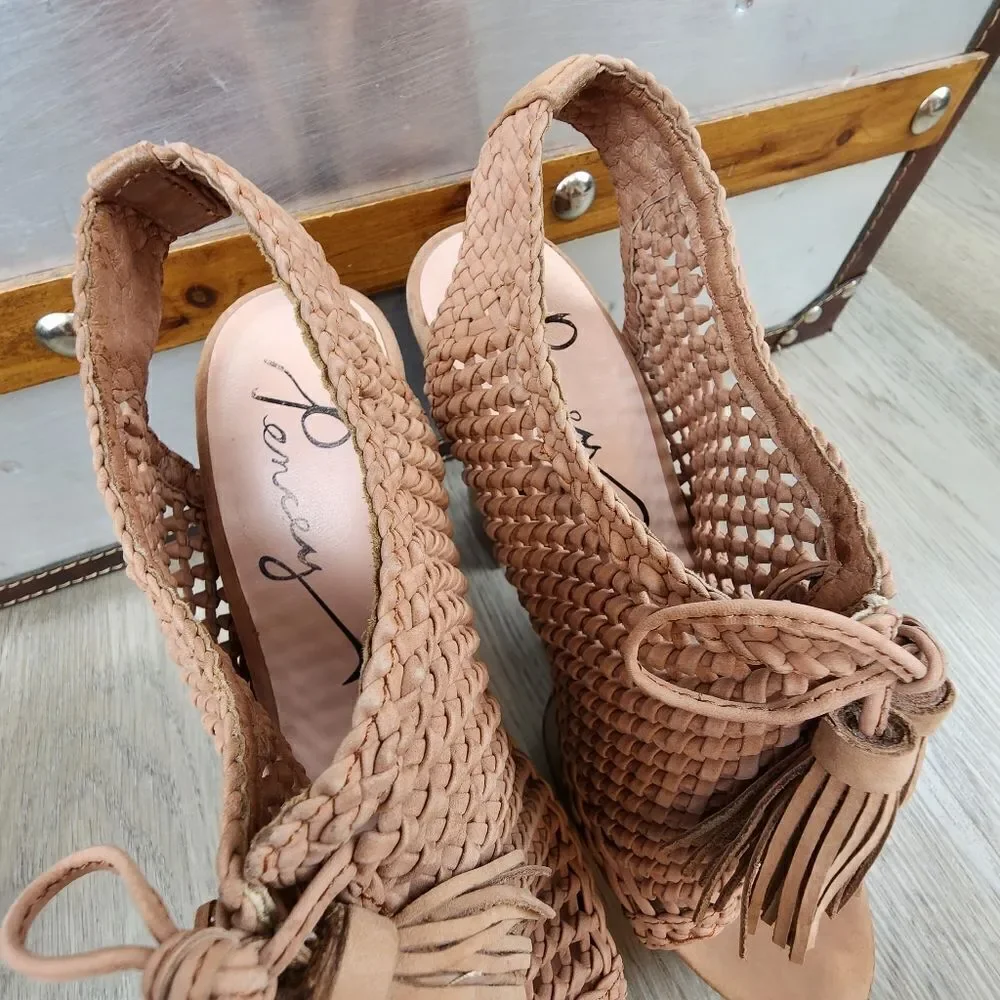 Pencey Alexus Woven Platform Leather Sandals size 7